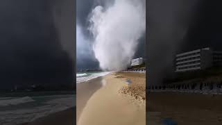 🌪Giant Waterspout Smashes Into Shore [upl. by Suertemed4]