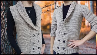 Tutorial Suéter o chaleco Gerry tejido a crochet para hombre Parte 1😍🤵 crocheteando con la comadre [upl. by Elleinnod122]