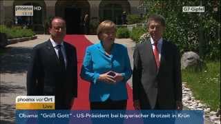 G7Gipfel in Elmau Auftakt mit Begrüßung der Teilnehmer durch Angela Merkel am 07062015 [upl. by Ottinger]