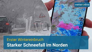 Kräftiger Schneefall im Norden Erster Wintergruß bei Hamburg [upl. by Leahcir455]