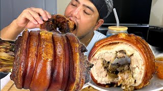 LECHON BELLY ROLL MUKBANG  LECHON BELLY OVEN RECIPE  FILIPINO FOOD  MUKBANG PHILIPPINES [upl. by Marmion385]