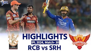 RCB vs SRH IPL 2024 Highlights Royal Challengers Bengaluru vs Sunrisers Hyderabad Match Highlights [upl. by Jacinda]