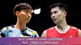 Su Li Yang 蘇力揚 vs Zhao Jun Peng  Badminton French Open 2024 [upl. by Halimaj989]