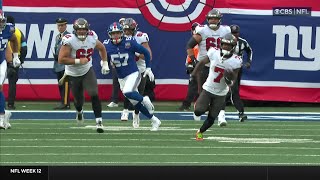 56yard burst Bucky Irving follows Mayfields lead block on big gain vs Giants [upl. by Boorman647]