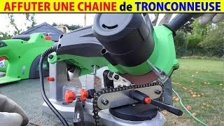 affuter une chaine de tronçonneuse avec affuteuse electrique affutage machine oregon stihl lidl [upl. by Uriel]