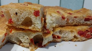 FOCACCIA con POMODORI e CIPOLLE Impastata a mano focacciaricettavelocericettafacile [upl. by Anatnahs368]