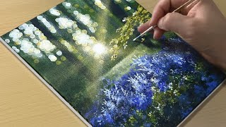 Easy Way to Paint a Morning Forest  Acrylic Painting for Beginners [upl. by Llennoc]