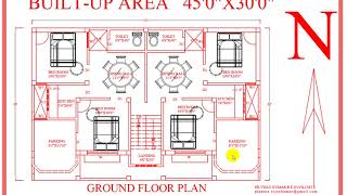 45 X 30 South Facing Low Cost Twin 2BHK Affordable Rental Home plan with Parking 1350 sft [upl. by Adiaz]