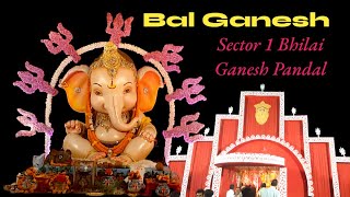 😍Bal Ganesh Pandal  ❤️Bhilai Cutest Ganesh Pandal 2024  Bhilai Sector 1 Ganesh  🙏Ganpati Darshan [upl. by Meir]