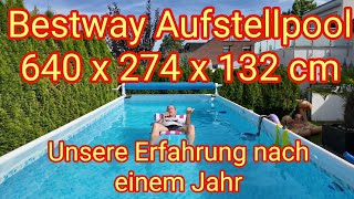 1 Jahr Aufstellpool  unsere Erfahrung mit Bestway Power Steel™ Frame Pool  640 x 274 x 132 cm [upl. by Akihc759]