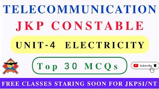 Telecommunication JKP Constable  Electricity  Top 100 MCQs  Part 4  TheAspirants01 [upl. by Colfin388]