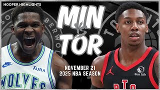 Minnesota Timberwolves vs Toronto Raptors Full Game Highlights  Nov 21  2025 NBA Season [upl. by Otrebilif290]