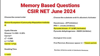 Memory Based Questions CSIR NET JUNE 2024 Life Sciences  Exam Analysis Morning Shift csirnet [upl. by Okin908]