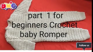 part 1 for beginners Crochet Beautiful Romper  crochet Hoodie  crochet hand work baby Romper [upl. by Joost]