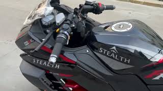 Stealth R400 electric motorcycle 75mph 5000w 50ah Bluetooth speakers [upl. by Pollak]