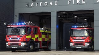 Hertfordshire Fire and Rescue Watford 2 Pump turnout in SYNC [upl. by Aiseneg]