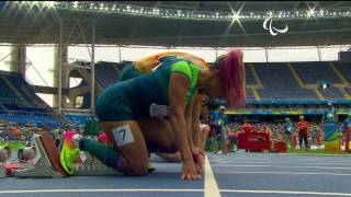 Athletics  Womens 100m T11 Round 1 heat 3  Rio 2016 Paralympic Games [upl. by Aikat730]