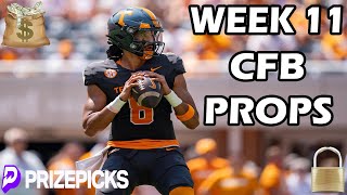 40 LAST WEEK🧹 PRIZEPICKS CFB PICKS  WEEK 11  COLLEGE FOOTBALL PLAYER PROPS PICKS  CFB BETS [upl. by Lachance]