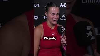 Aryna Sabalenka hits the 𝐰𝐢𝐧𝐧𝐢𝐧𝐠 𝐝𝐚𝐧𝐜𝐞 with Babs Schett 🤣💃 AustralianOpen 🇦🇺 [upl. by Anthony]