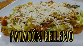 Patacones rellenosTostón rellenoRecetas con plátanoPatacón relleno Colombiano [upl. by Arahk]