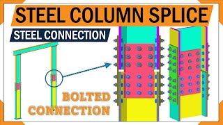 Steel column Splice details  column splice connection details  3d animation of column splice [upl. by Sukram538]