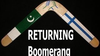 Traditional boomerang flight with custom Pakistan and Finland flags [upl. by Nisay575]