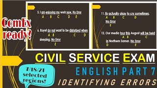 Civil Service Reviewer 2021  English Part 7 Identifying Errors in a Sentence [upl. by Auqinahc]