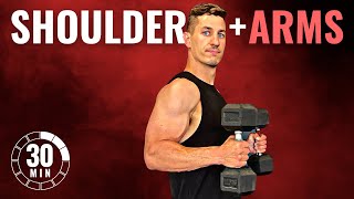 30 MIN SHOULDER AND ARMS DUMBBELL WORKOUT  Follow Along [upl. by Brianna]