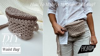 ENG SUB DIY Macrame Waist BagMacrame Belt BagJak zrobić torebkęnerkęNerka ze sznurka [upl. by Gothard739]