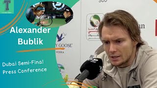 Alexander Bublik Dubai Press Conference  Andrey Rublev Defaulted  Dont tweet [upl. by Flavius]