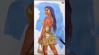 Gold Dress  Poster Color Painting  painting art postercolor artenthusiast posterpaint sorts [upl. by Ydnor]