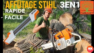 COMMENT AFFÛTÉE UNE CHAÎNE DE TRONÇONNEUSEOUTILS STIHL 3 EN 1RAPIDE ET FACILE [upl. by Htebsil]