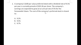 CFA Level 1 Practice Mock Exam Corporate Finance part 1 [upl. by Amar21]