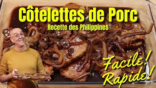 Côtelettes de Porc Recette des PhilippinesUne recette simple savoureuse et rapide [upl. by Ammadas429]