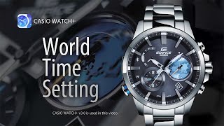 CASIO EQB600 World Time Setting [upl. by Elleynod]