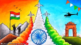 happy independence day drawing with colour Indian Army poster drawing Kargil Vijay Diwas [upl. by Niu380]