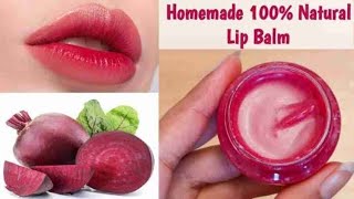 DIY LIPBALM WITH BEETROOT  How to get pink lips naturally 👄 How to make natural lip balm [upl. by Ornstead]