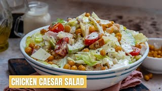 Healthy Chicken Caesar Salad With Crispy Chickpeas  How to make Caesar salad [upl. by Amati430]