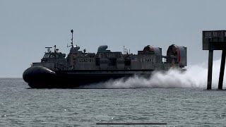 Huge Hovercraft Hauling A Past a Pier LCAC [upl. by Cartan]