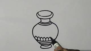 How to draw beautiful pot design drawing [upl. by Ahsitruc]