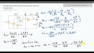 05 amplificateur opérationnel montage sommateur exercice corrigé [upl. by Curtice305]