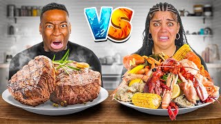 SEAFOOD VS BARBECUE FOOD CHALLENGE [upl. by Hashum]