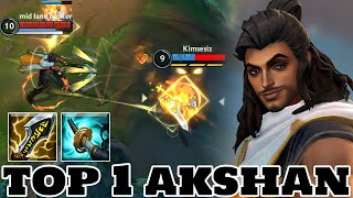 Wild Rift Akshan  Top 1 Akshan Gameplay Rank Season 7 [upl. by Nydia]