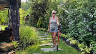 How We Install Flagstone Paths in Grass Pea Gravel and Mulch DIY Full Install Timelapse [upl. by Zaragoza]