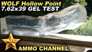 GEL TEST 762x39 WOLF Hollow Point bullet expansion in Clear Ballistic Gel [upl. by Khai]