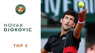 Novak Djokovic  TOP 5  Roland Garros 2018 [upl. by Witt]