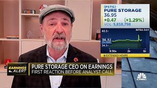 Pure Storage CEO talks the impact of AI and Q2 results [upl. by Anaibaf]