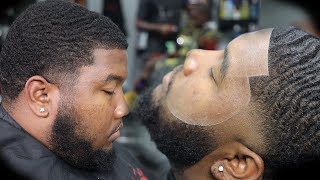 BURSTED TAPER FADE FADED BEARD BARBER TUTORIAL [upl. by Aryad]