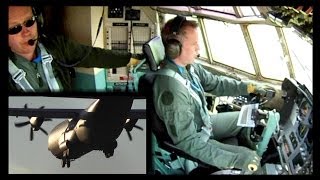 Lockheed C130 Hercules Landing Cockpit View in Full HD1080p [upl. by Yentuoc]