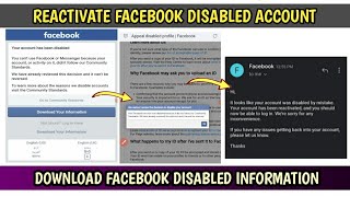 Your Account Has Been Disabled Download Information  Reactivate Facebook Disabled Account 2023 [upl. by Loux433]